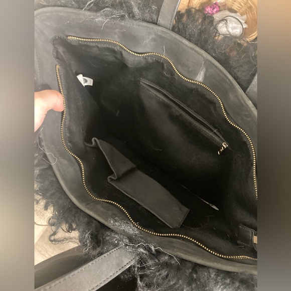 Huge weekender tote bag Mongolian fur leather bottom - Picture 8 of 11